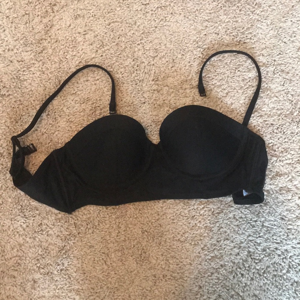 Bustier style black bikini top